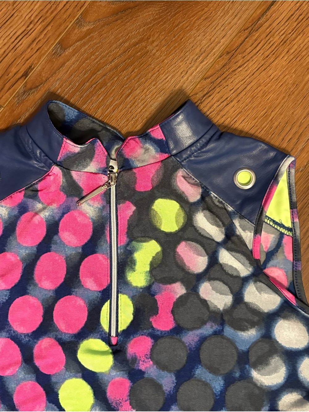 Jamie Sadock Navy Blue, Pink and Gray Polka Dot Athletic Golf/Tennis Dress - Picture 2 of 3